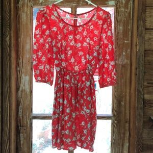 Free People Floral 3/4 Sleeve Dress